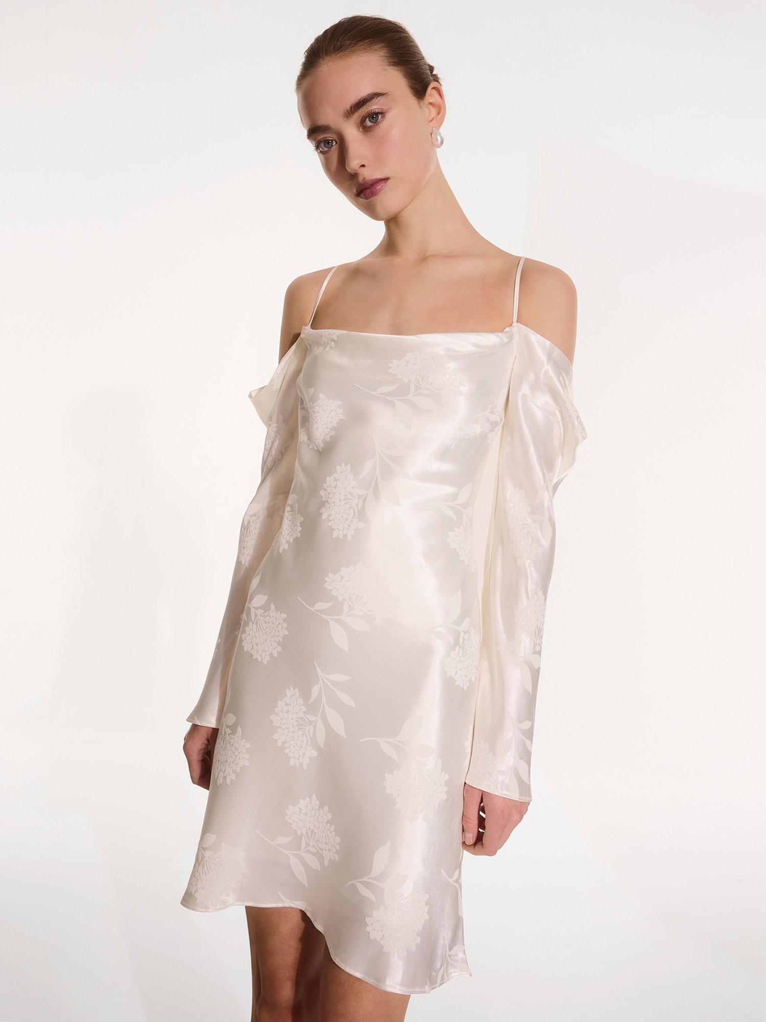 Product image 3 of 5, which shows OMNES Munique Floral Jacquard Mini Dress , Ivory, 6
