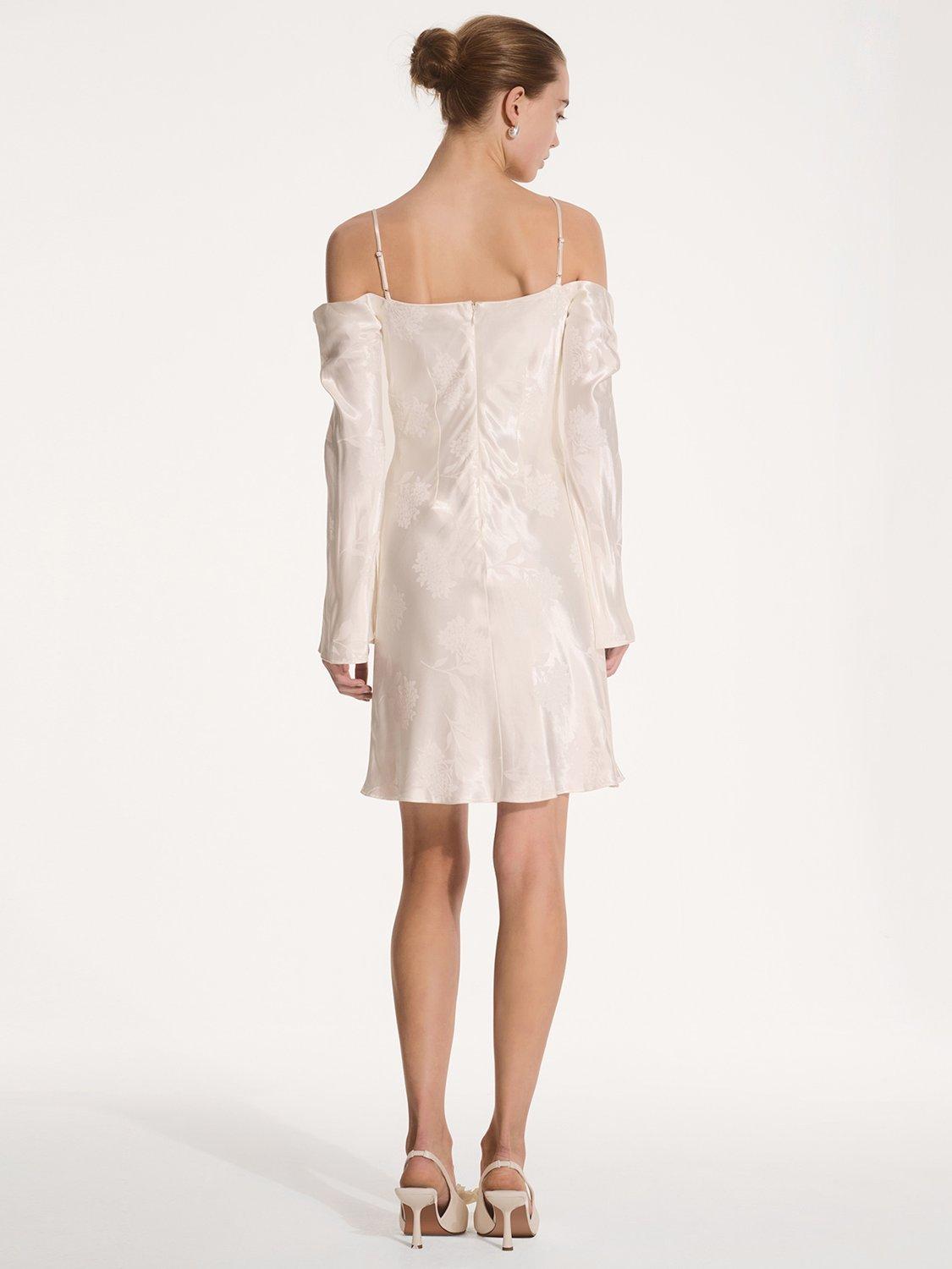 Product image 4 of 5, which shows OMNES Munique Floral Jacquard Mini Dress , Ivory, 6