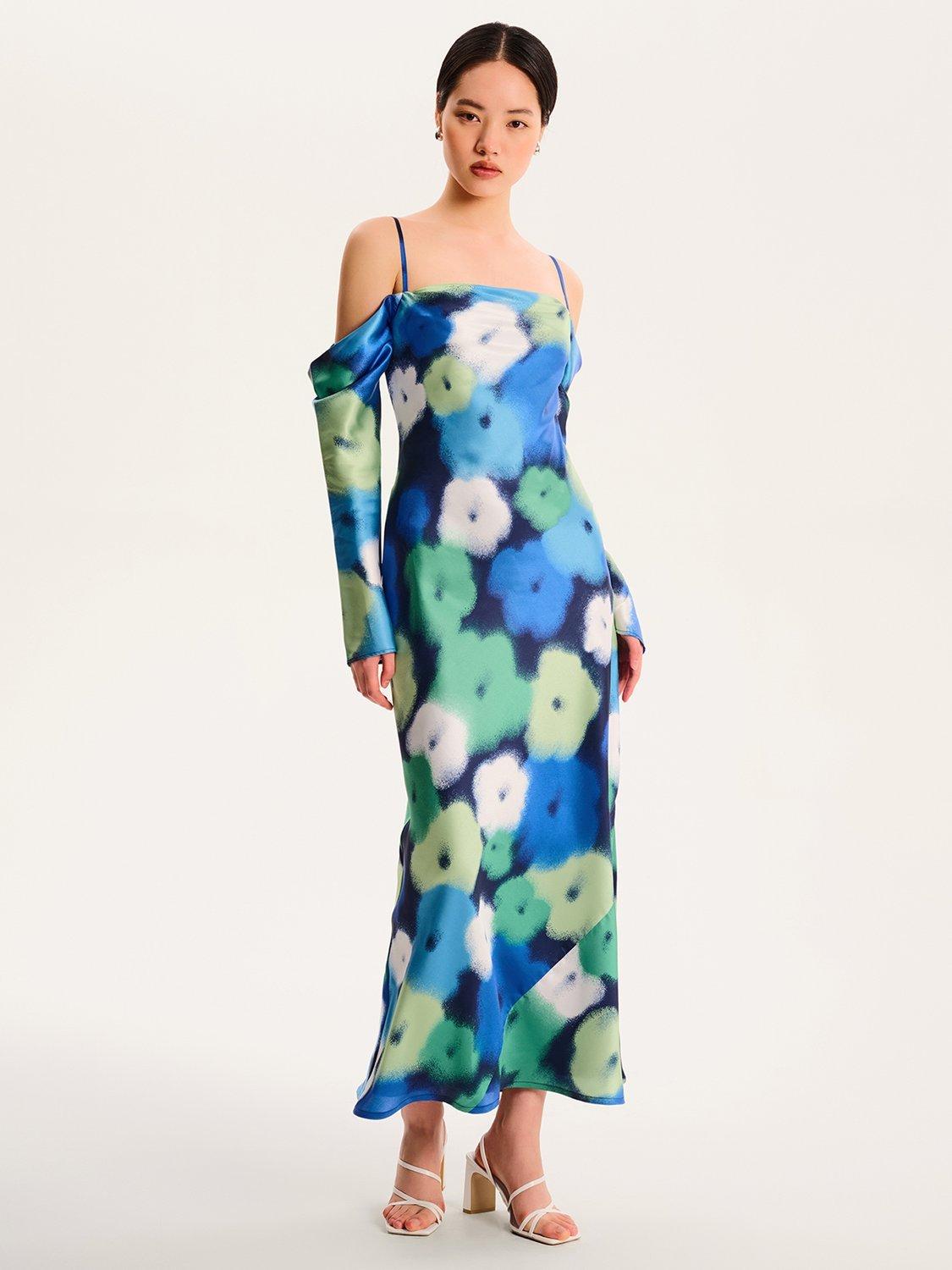 Product image 2 of 5, which shows OMNES Munique Floral Satin Dress, Multi, 6
