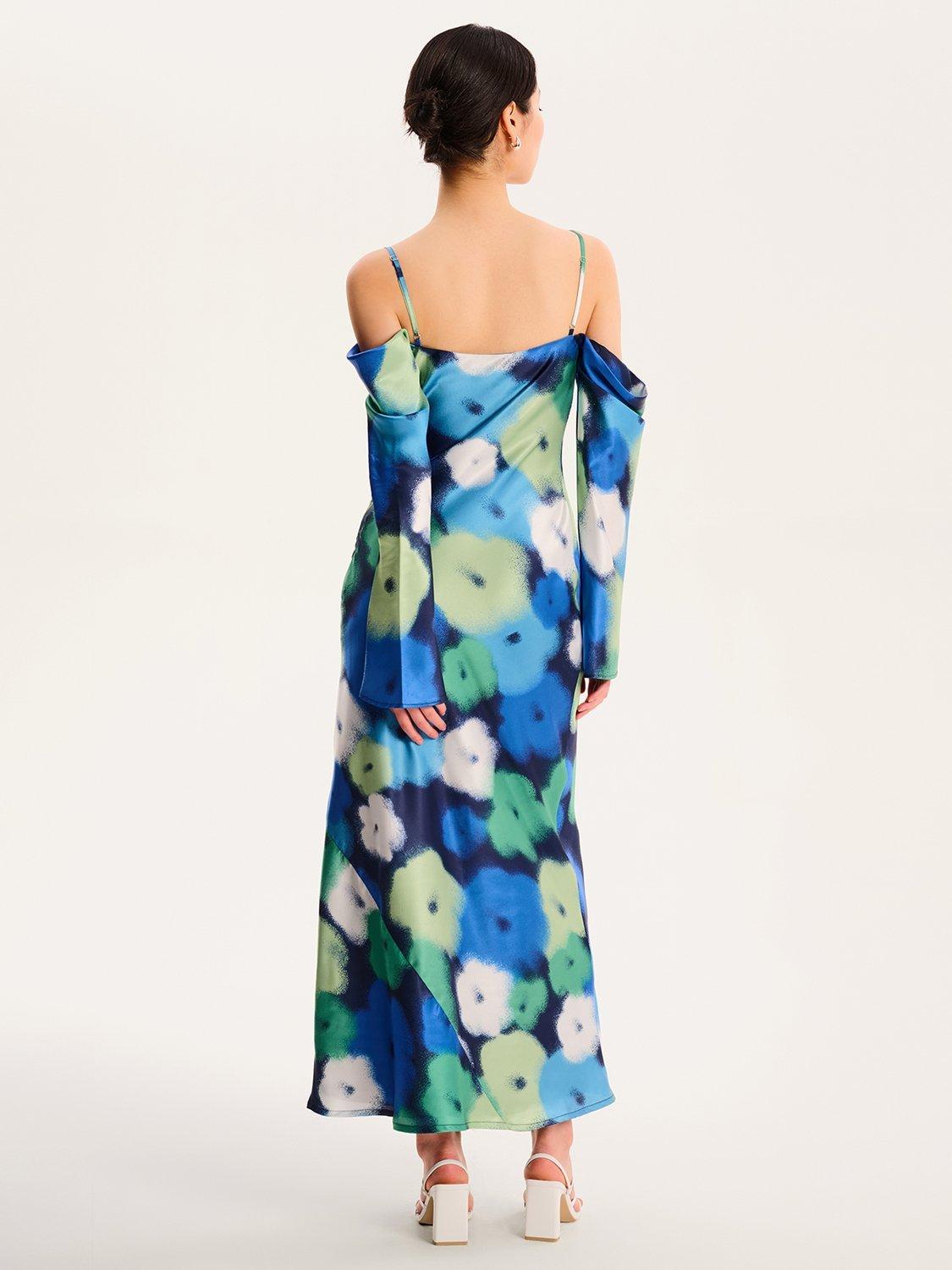 Product image 4 of 5, which shows OMNES Munique Floral Satin Dress, Multi, 6