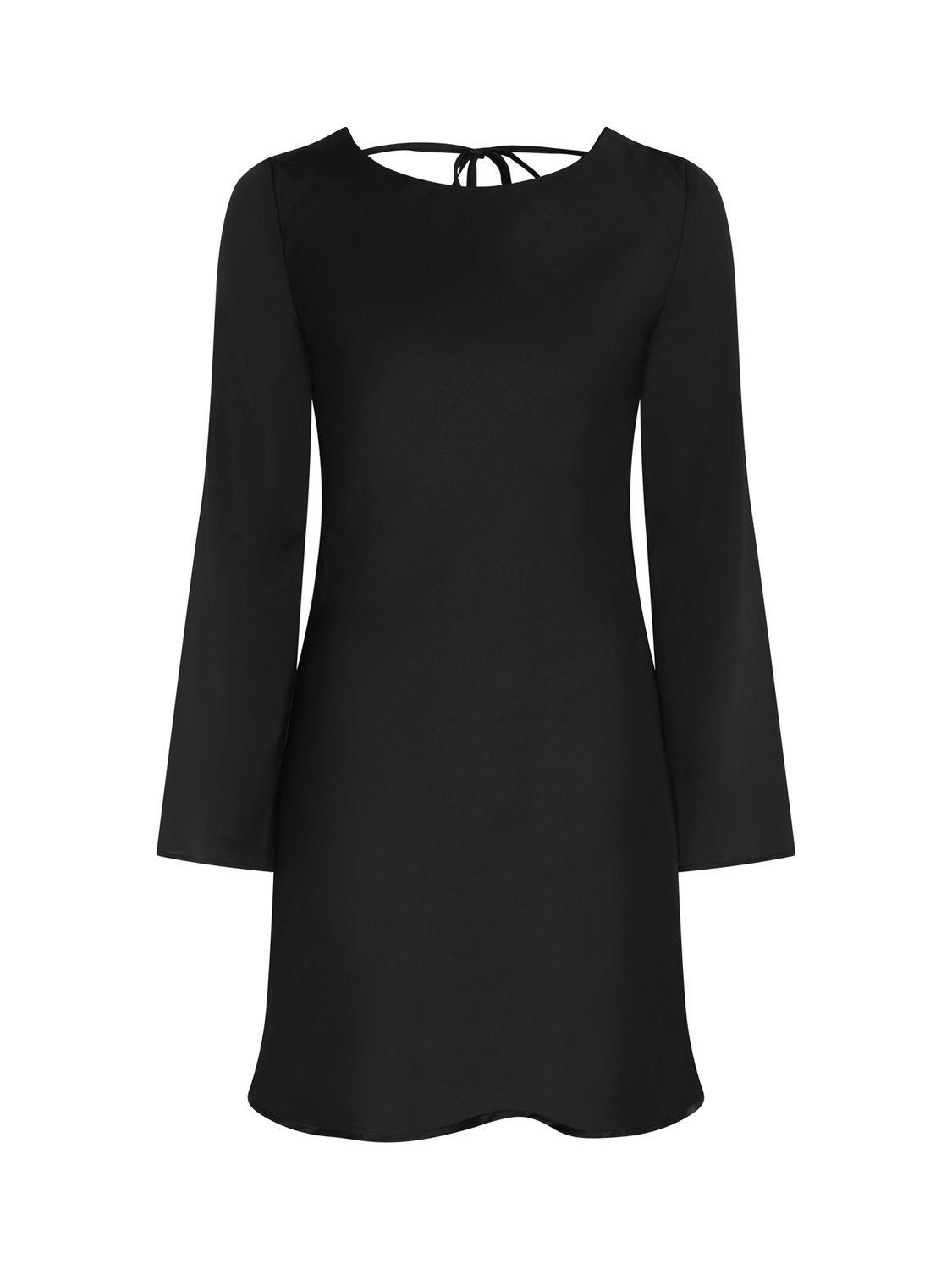 Product image 5 of 5, which shows OMNES Roberta Satin Mini Dress, Black, 6