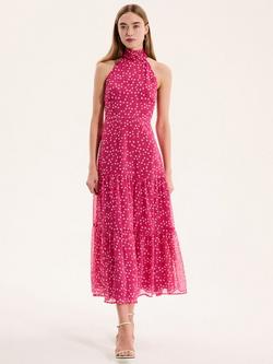 OMNES Romeo Ditsy Floral Midi Dress, Pink, Pink