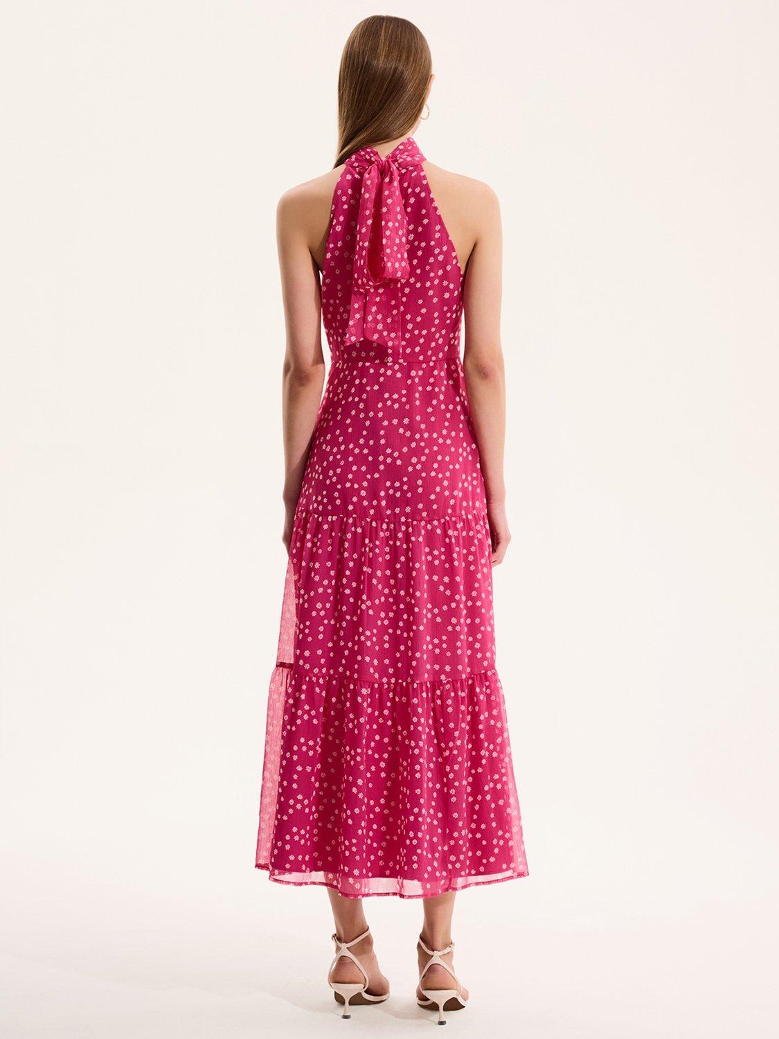 Product image 4 of 5, which shows OMNES Romeo Ditsy Floral Midi Dress, Pink, 6