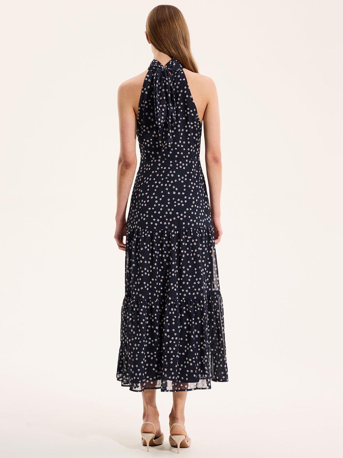 Product image 3 of 5, which shows OMNES Romeo Ditsy Floral Midi Dress, Navy, 6