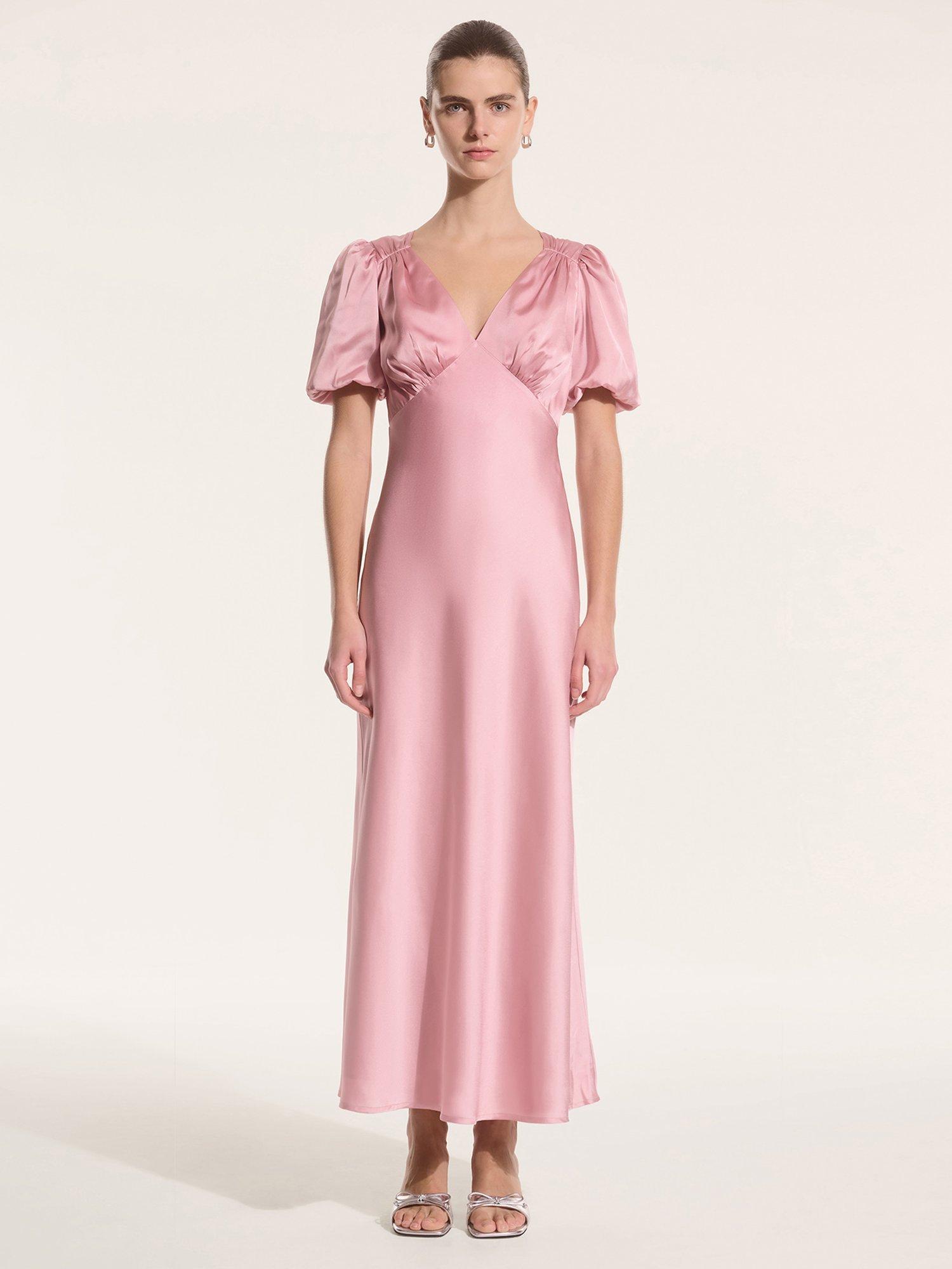 Product image 1 of 5, which shows OMNES Rosie Puff Sleeve Dress, Pink, 6