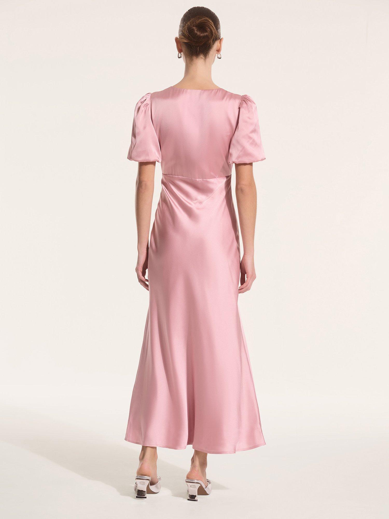Product image 3 of 5, which shows OMNES Rosie Puff Sleeve Dress, Pink, 6