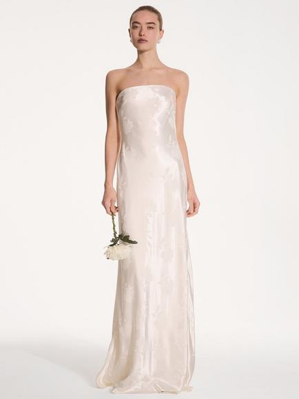 OMNES Sicily Floral Jacquard Maxi Dress, Ivory, Ivory