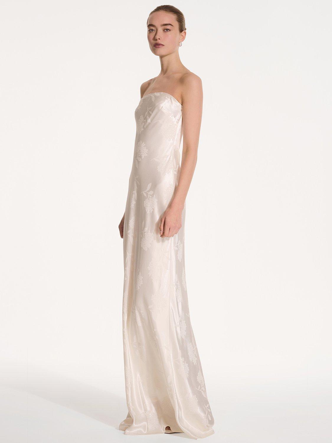 Product image 2 of 5, which shows OMNES Sicily Floral Jacquard Maxi Dress, Ivory, 6