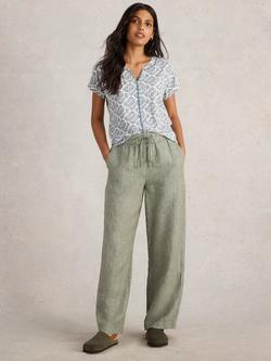 White Stuff Nelly Embroidered Notch Neck T-Shirt, Blue/Multi, Blue/Multi