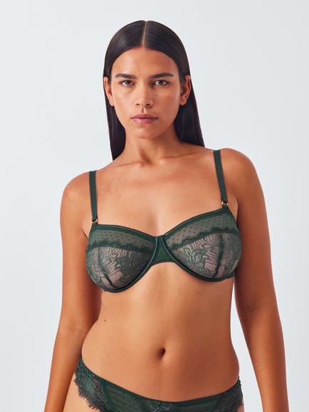 John Lewis Alina Lace Balcony Bra, Spruce Green