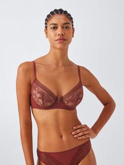 John Lewis Lucia Underwired Embellished Balcony Bra - view 2, Spiced Apple