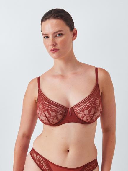 John Lewis Lucia Underwired Embellished Balcony Bra, Spiced Apple