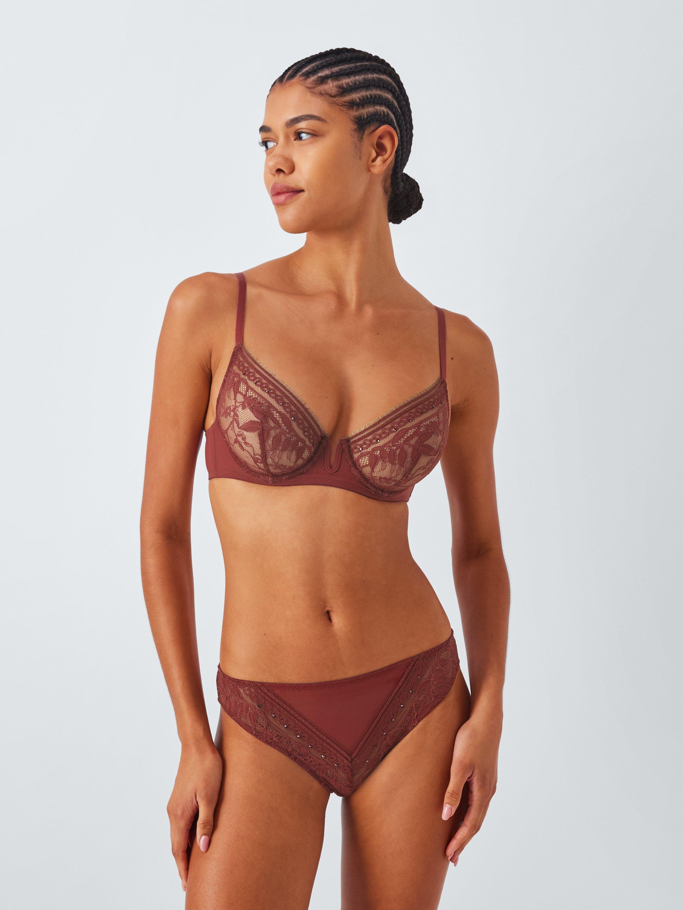 Product image 5 of 10, which shows John Lewis Lucia Embellished Lace Bikini Knickers, Spiced Apple, 8