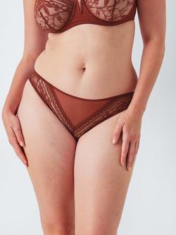 John Lewis Lucia Embellished Lace Bikini Knickers - view 2, Spiced Apple