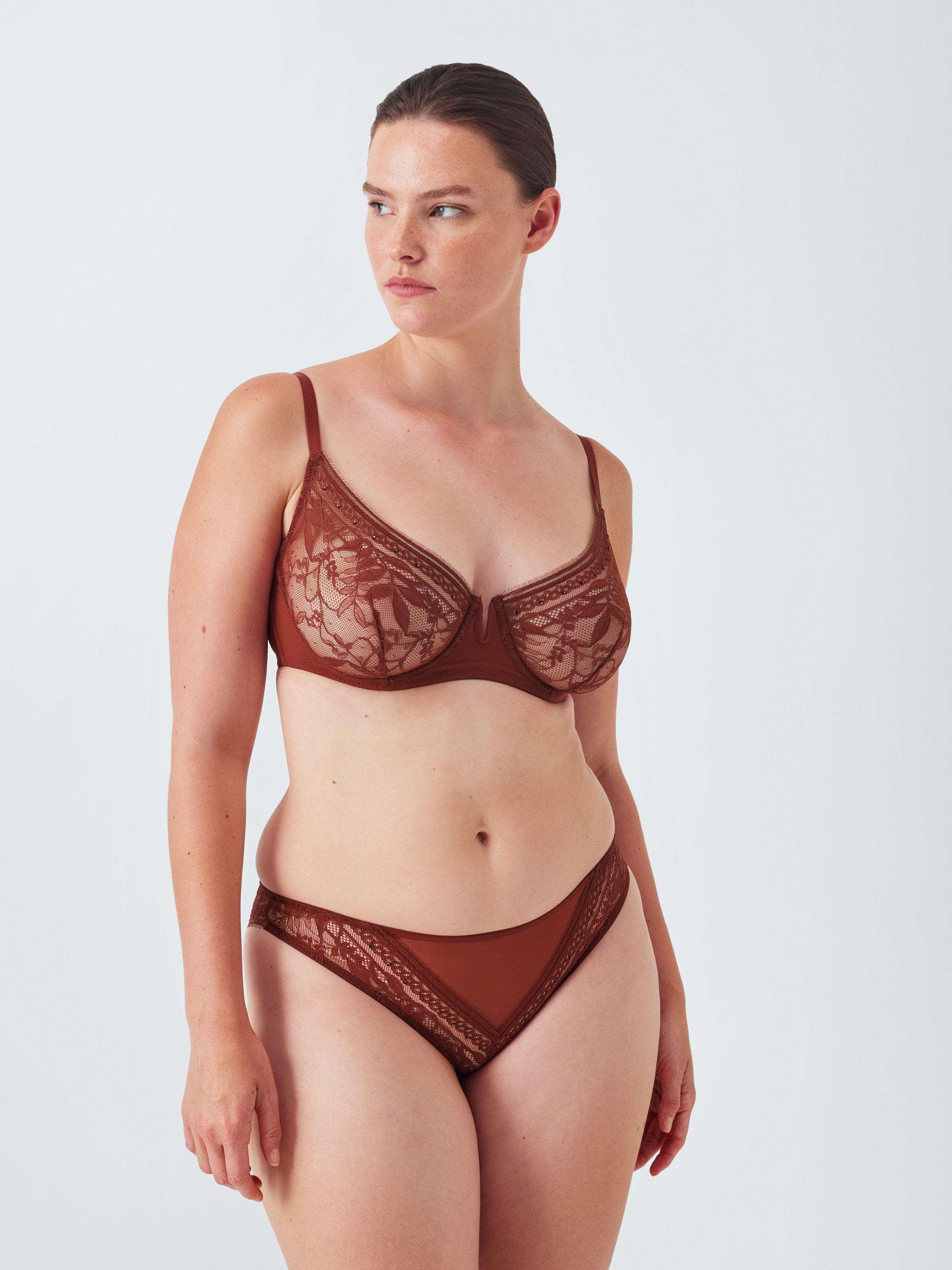 Product image 6 of 10, which shows John Lewis Lucia Embellished Lace Bikini Knickers, Spiced Apple, 8
