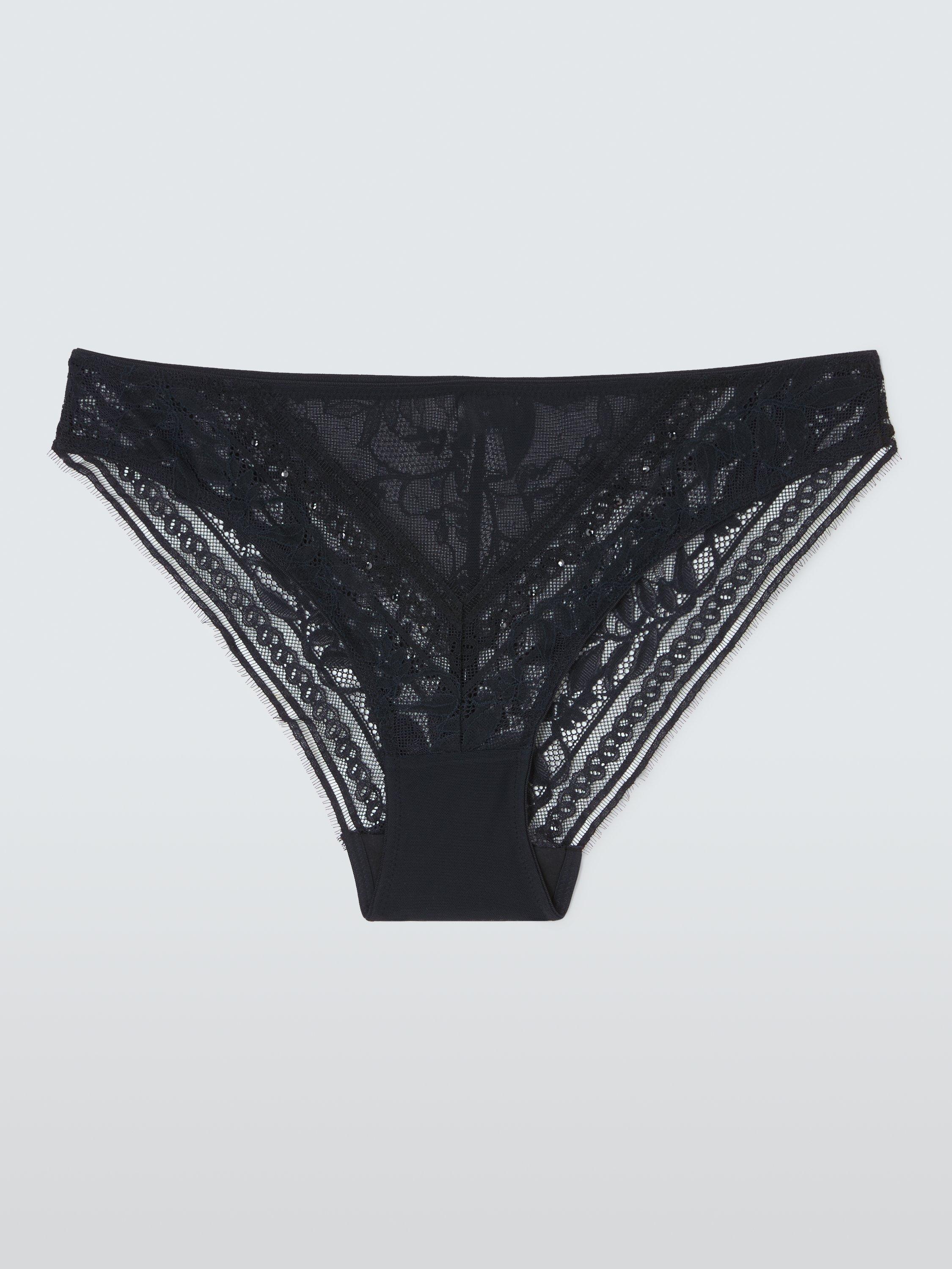 Product image 7 of 10, which shows John Lewis Lucia Embellished Lace Bikini Knickers, Black, 8