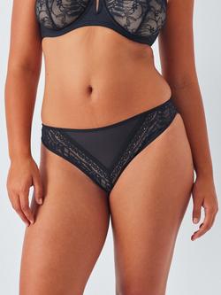 John Lewis Lucia Embellished Lace Bikini Knickers - view 2, Black
