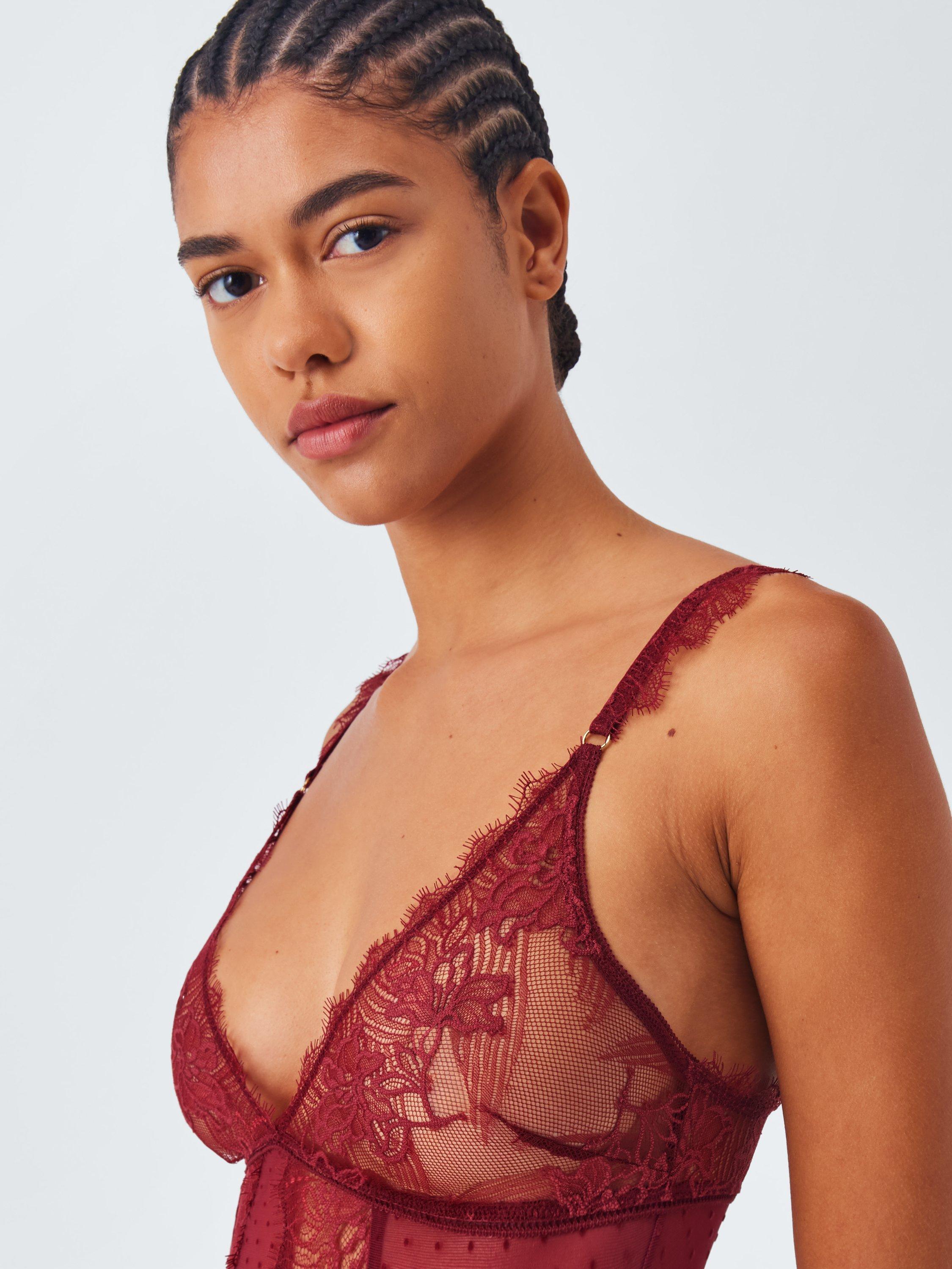 Product image 3 of 5, which shows John Lewis Alina Lace Body, Burgundy, S