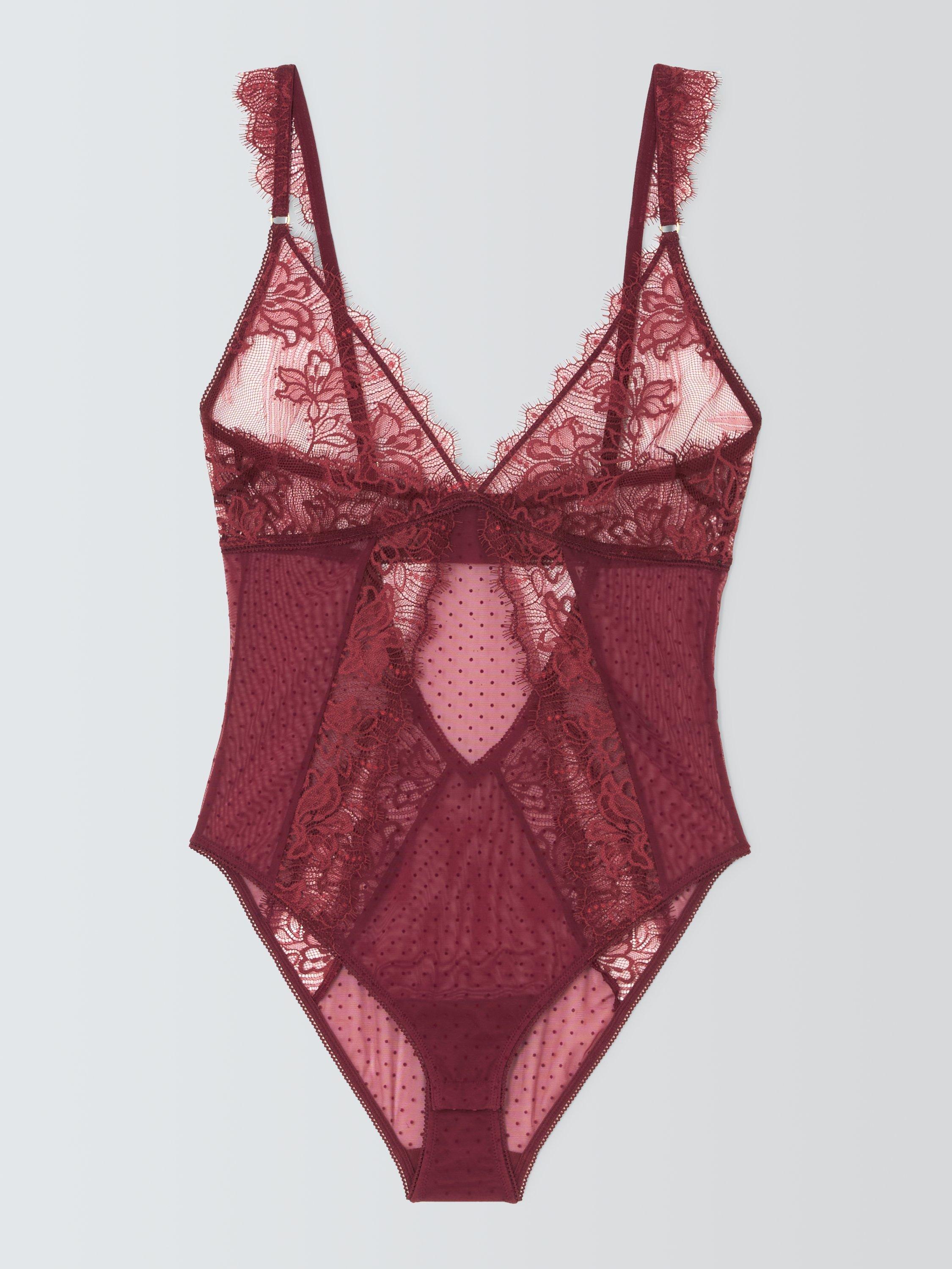 Product image 4 of 5, which shows John Lewis Alina Lace Body, Burgundy, S