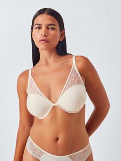 John Lewis Eloise High Apex Underwired Padded Plunge Bra - view 2, Cream Pink
