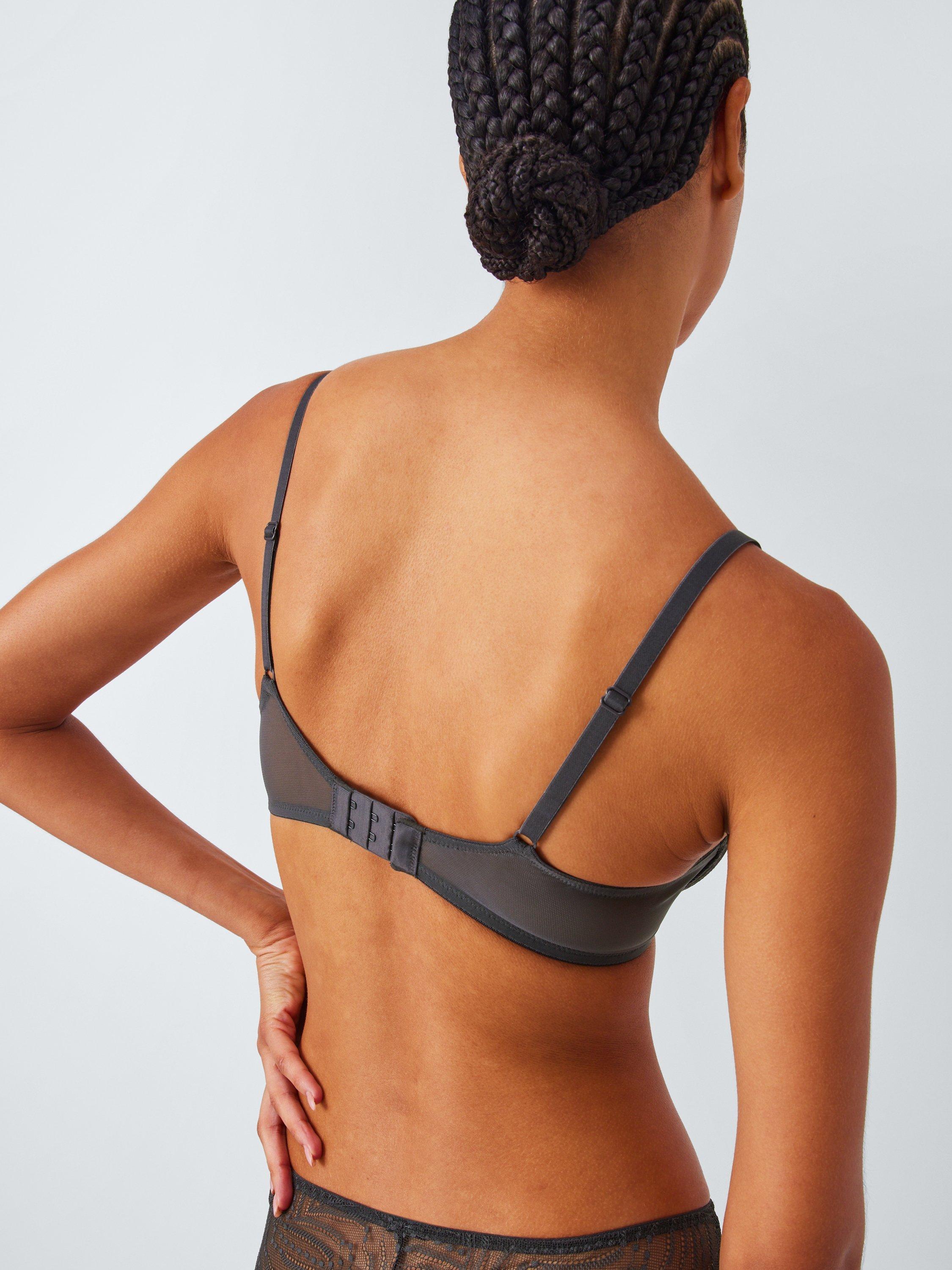 Product image 10 of 11, which shows John Lewis Eloise High Apex Underwired Padded Plunge Bra, Graphite, 30B