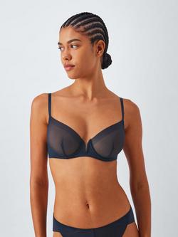 John Lewis Selina Mesh Underwired T-Shirt Bra, Navy