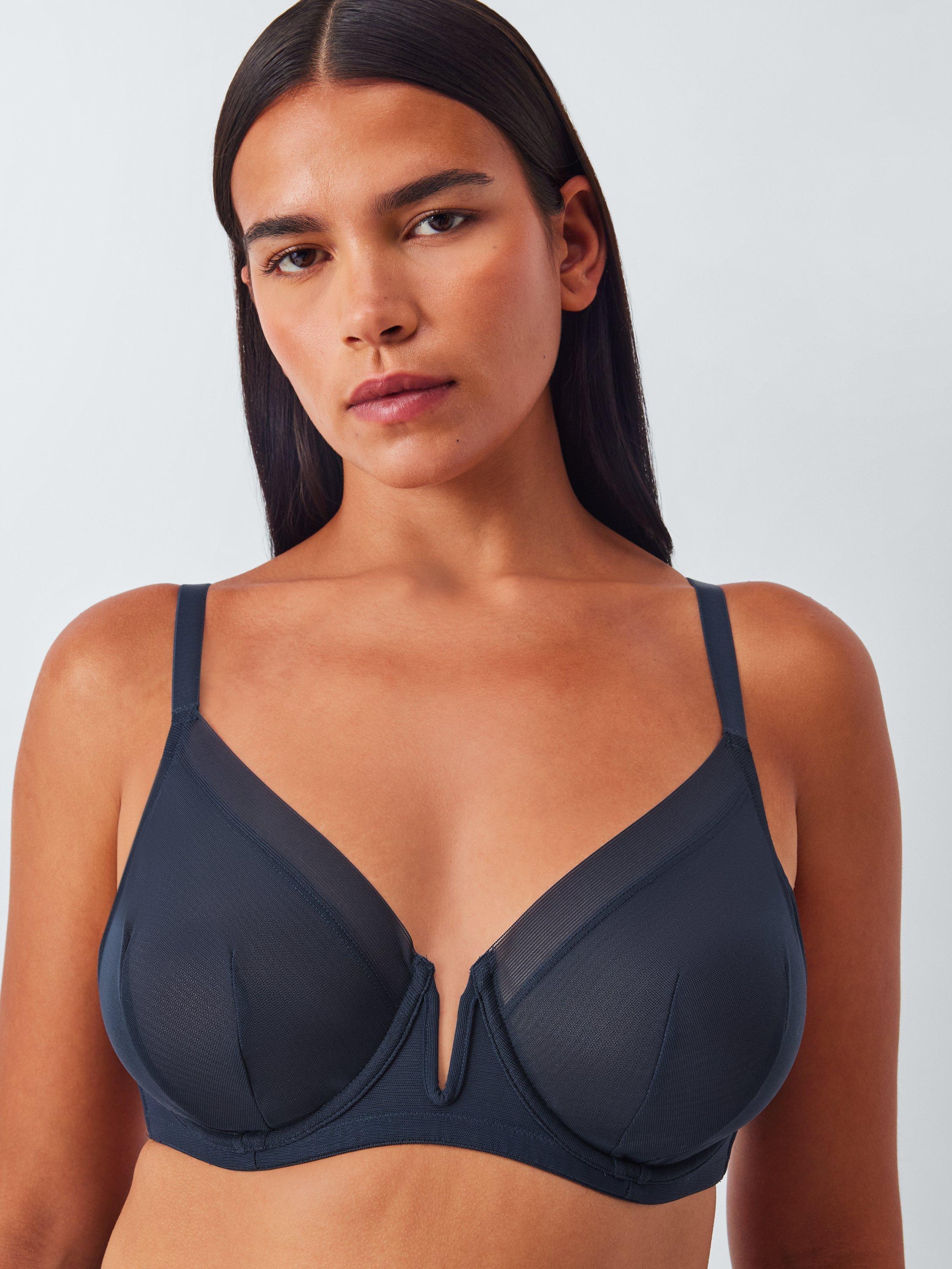 Product image 9 of 10, which shows John Lewis Selina Mesh Underwired T-Shirt Bra, Navy, 30D