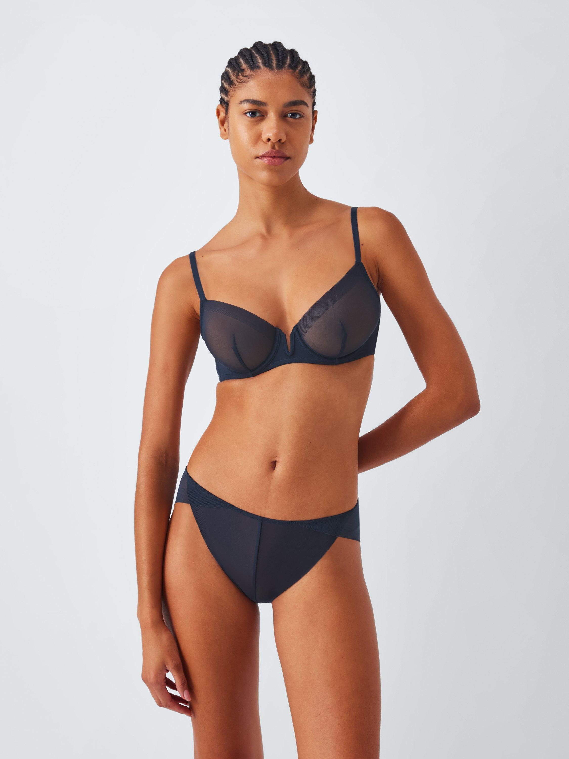 Product image 5 of 10, which shows John Lewis Selina Mesh Underwired T-Shirt Bra, Navy, 30D