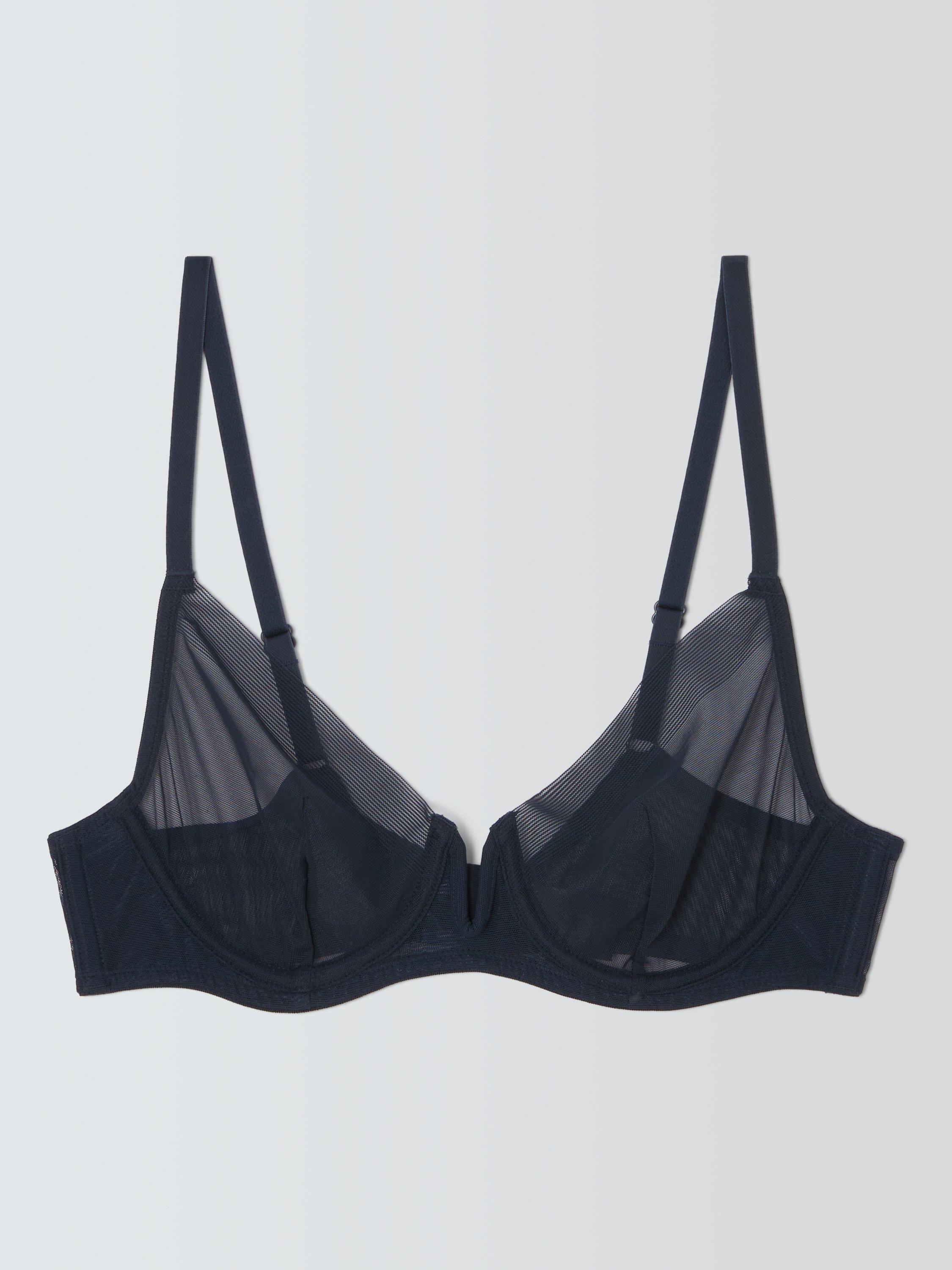 Product image 7 of 10, which shows John Lewis Selina Mesh Underwired T-Shirt Bra, Navy, 30D