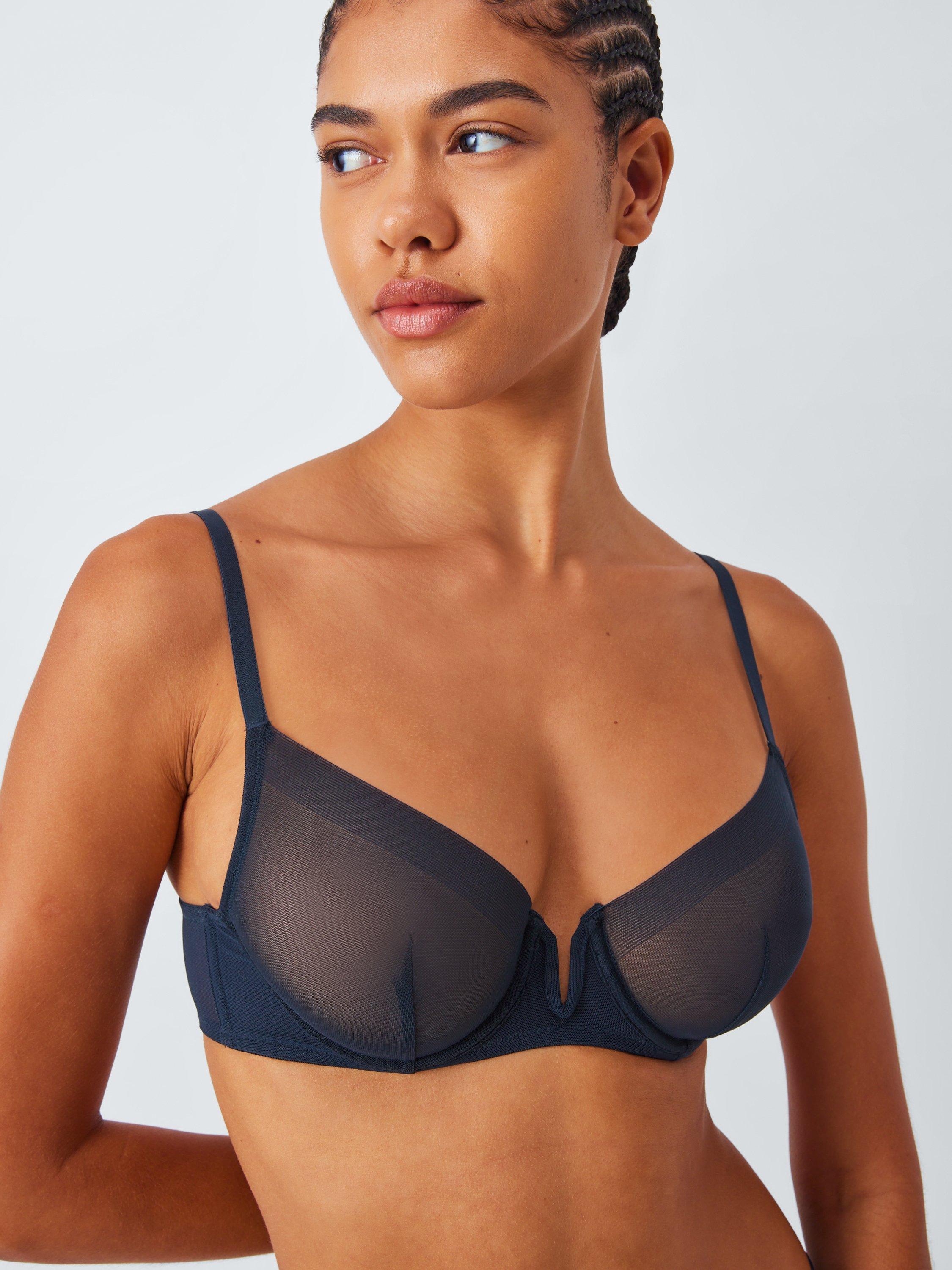 Product image 8 of 10, which shows John Lewis Selina Mesh Underwired T-Shirt Bra, Navy, 30D