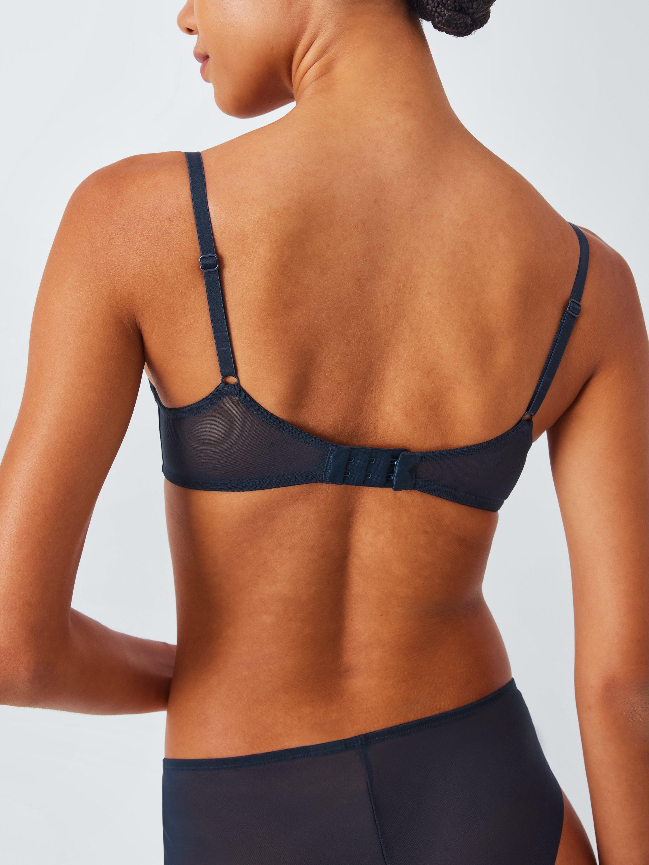 Product image 10 of 10, which shows John Lewis Selina Mesh Underwired T-Shirt Bra, Navy, 30D