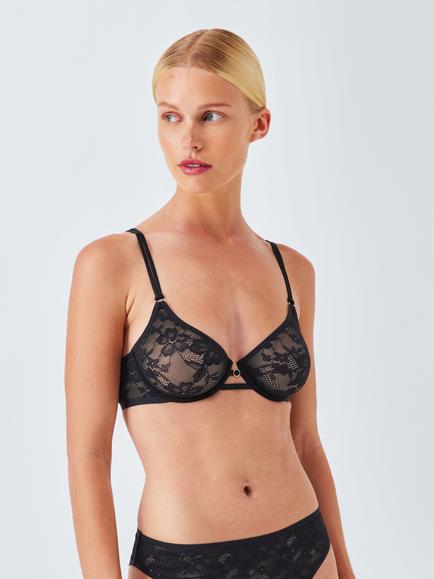 John Lewis Mila Lace Balcony Bra, Black, Black