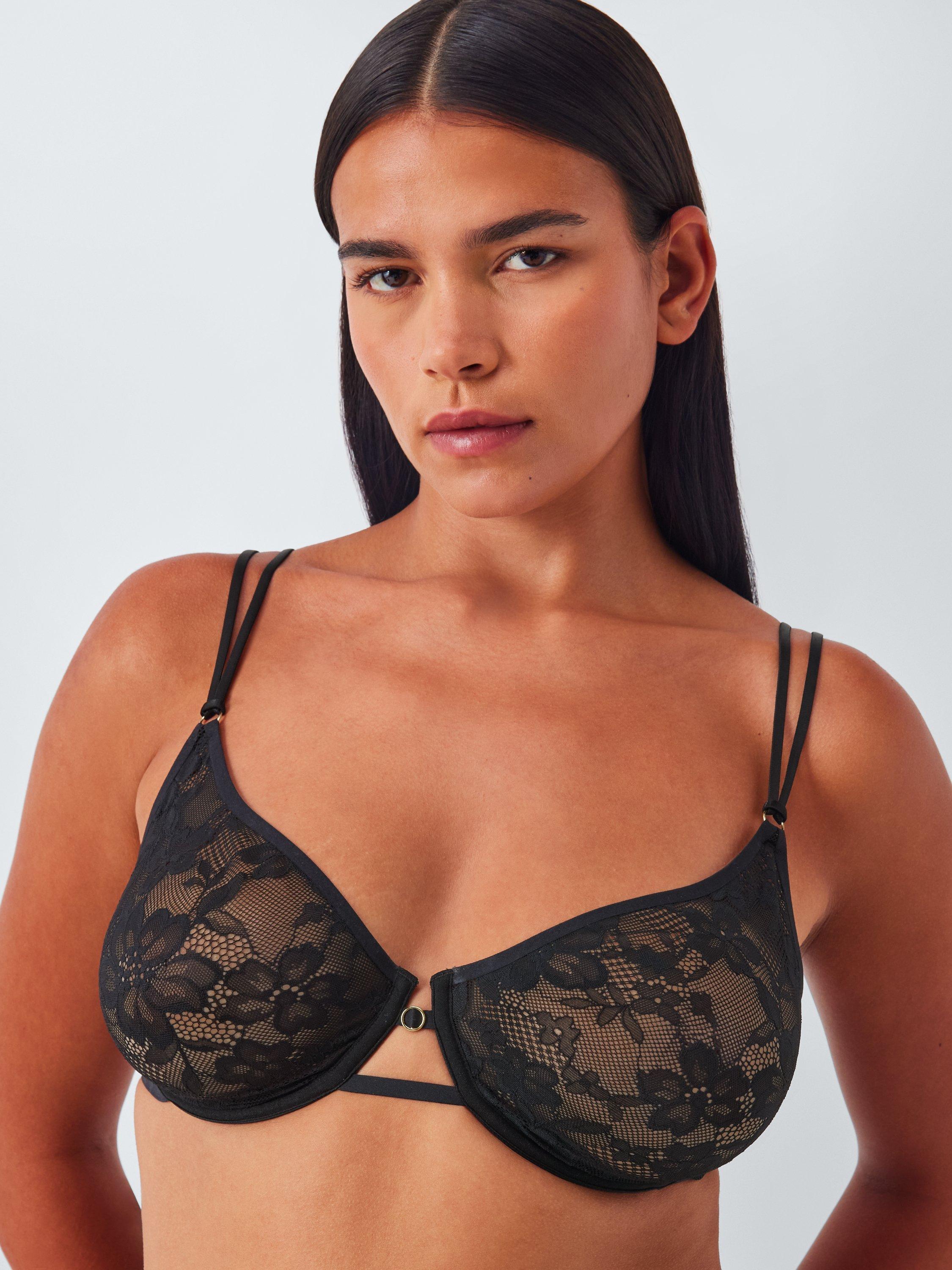 Product image 10 of 10, which shows John Lewis Mila Lace Balcony Bra, Black, 30D