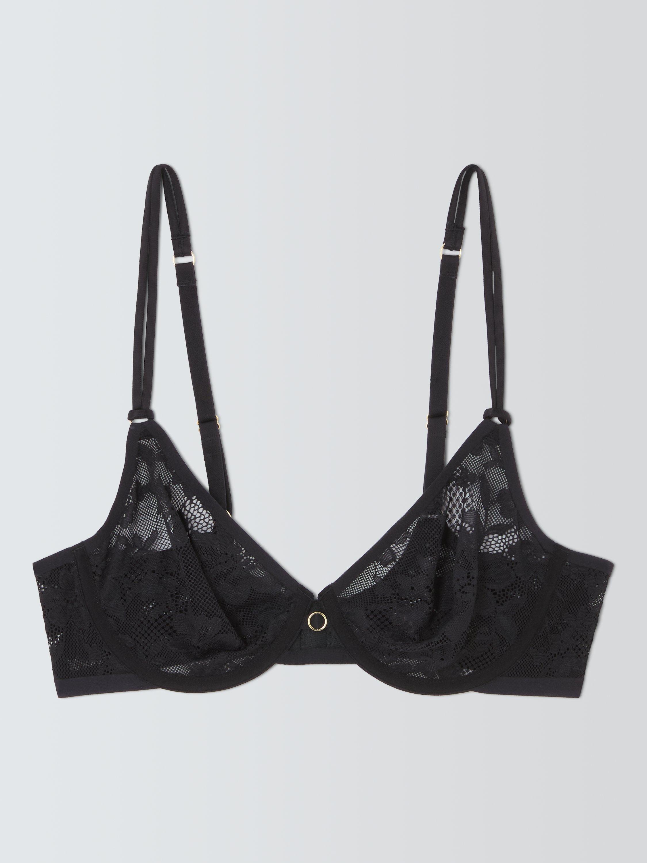 Product image 4 of 10, which shows John Lewis Mila Lace Balcony Bra, Black, 30D