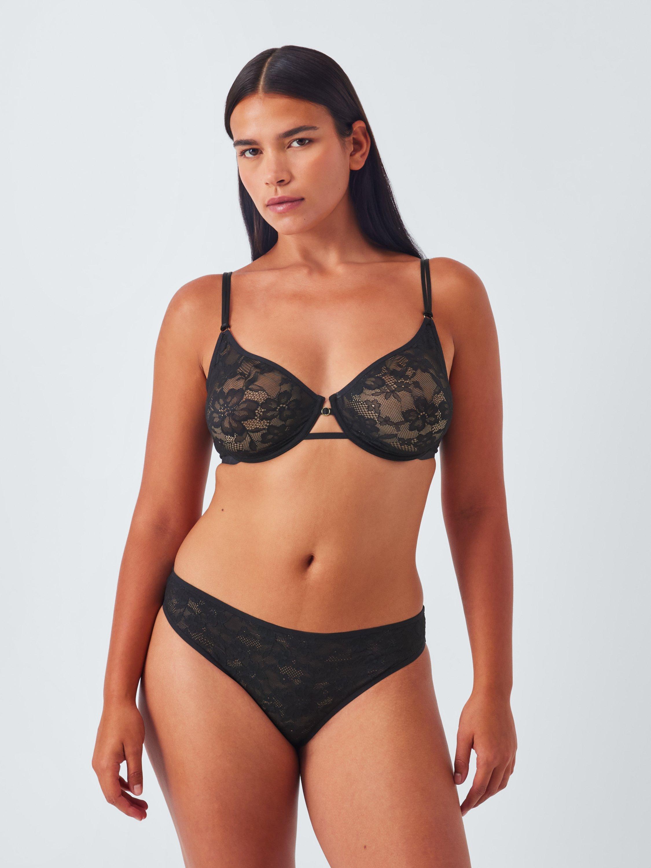 Product image 9 of 10, which shows John Lewis Mila Lace Balcony Bra, Black, 30D
