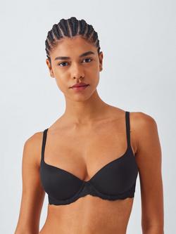 John Lewis Olivia Lace Sides T-Shirt Bra, Black