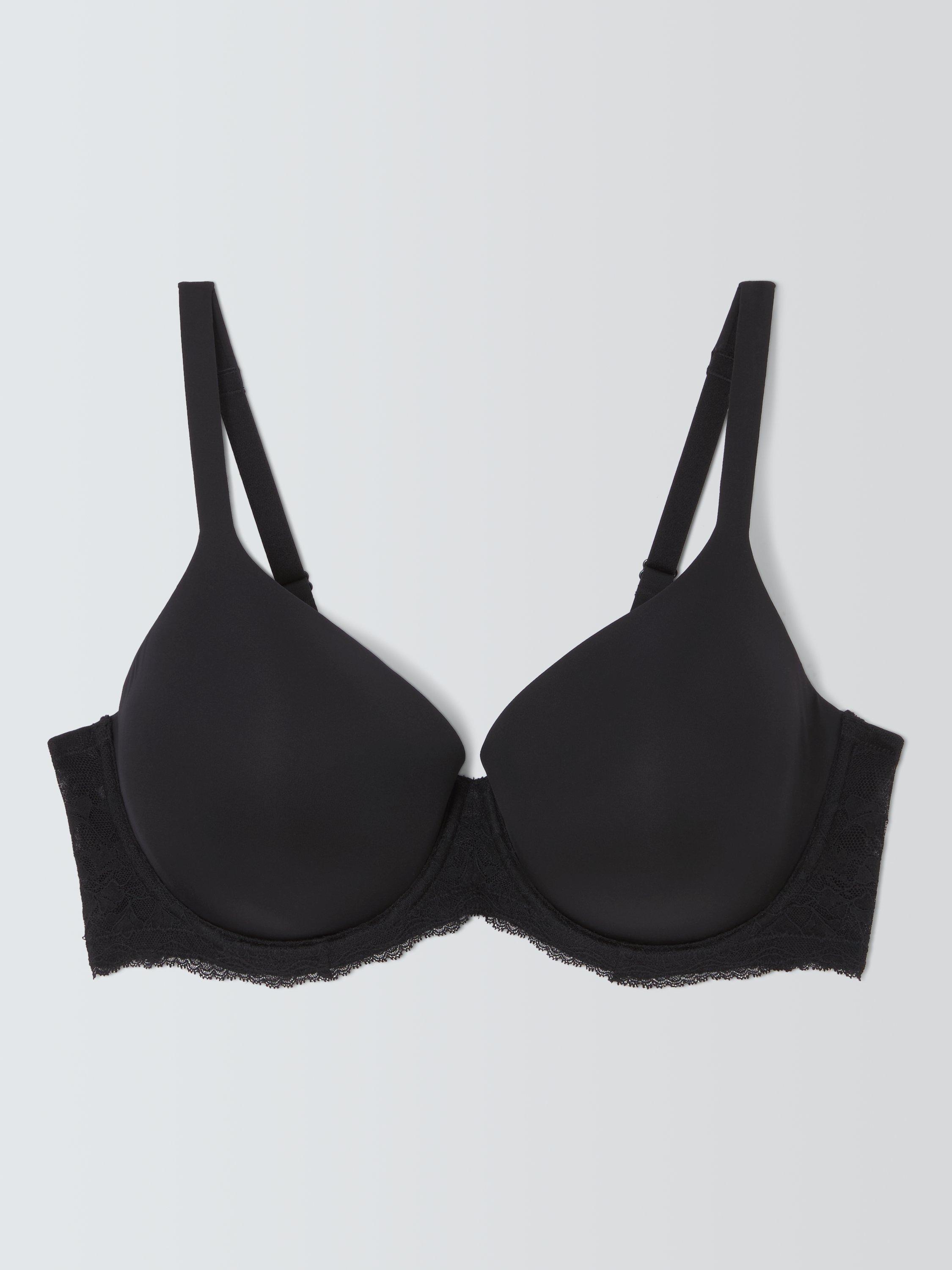Product image 3 of 8, which shows John Lewis Olivia Lace Sides T-Shirt Bra, Black, 30C