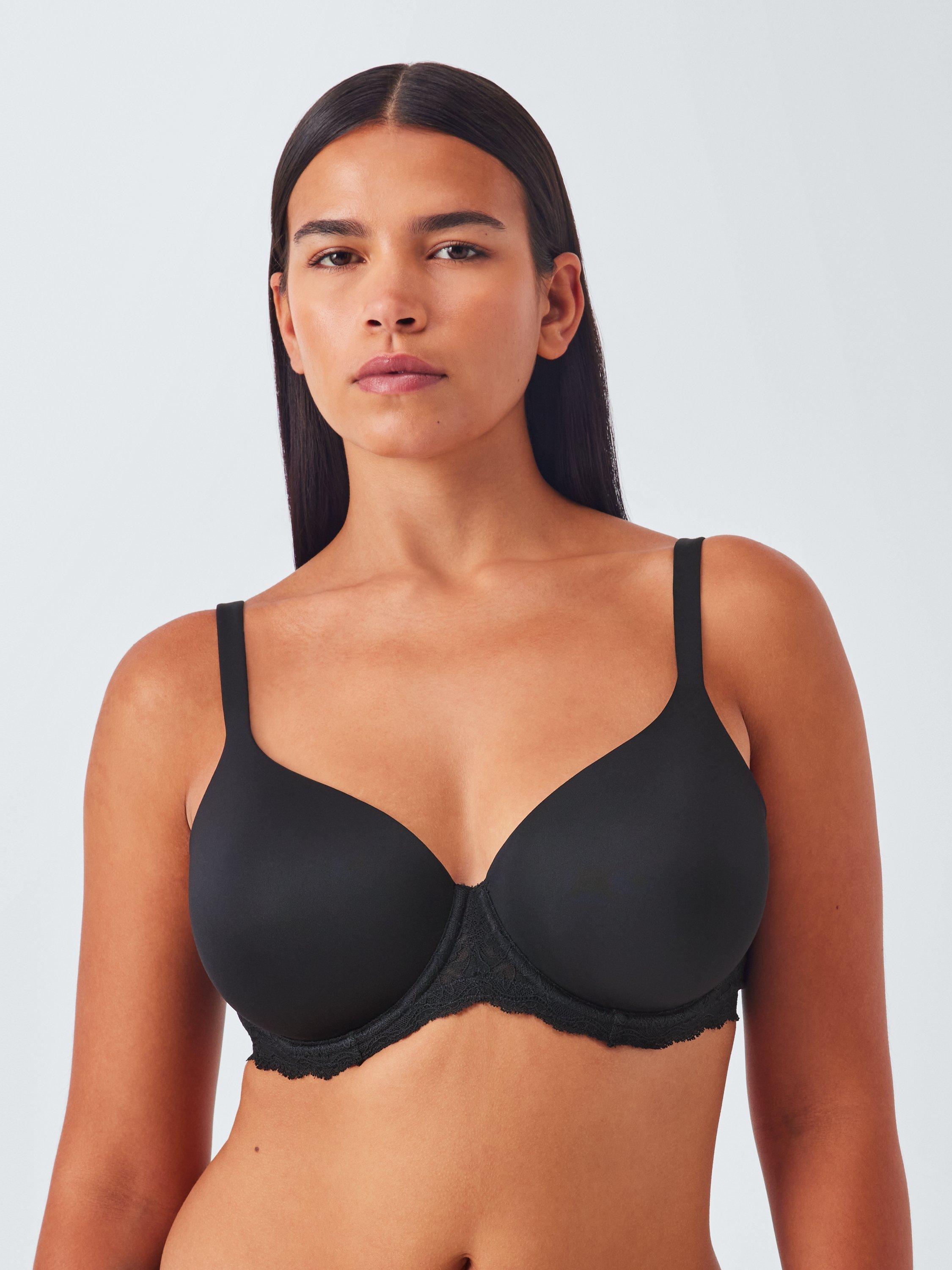 Product image 6 of 8, which shows John Lewis Olivia Lace Sides T-Shirt Bra, Black, 30C