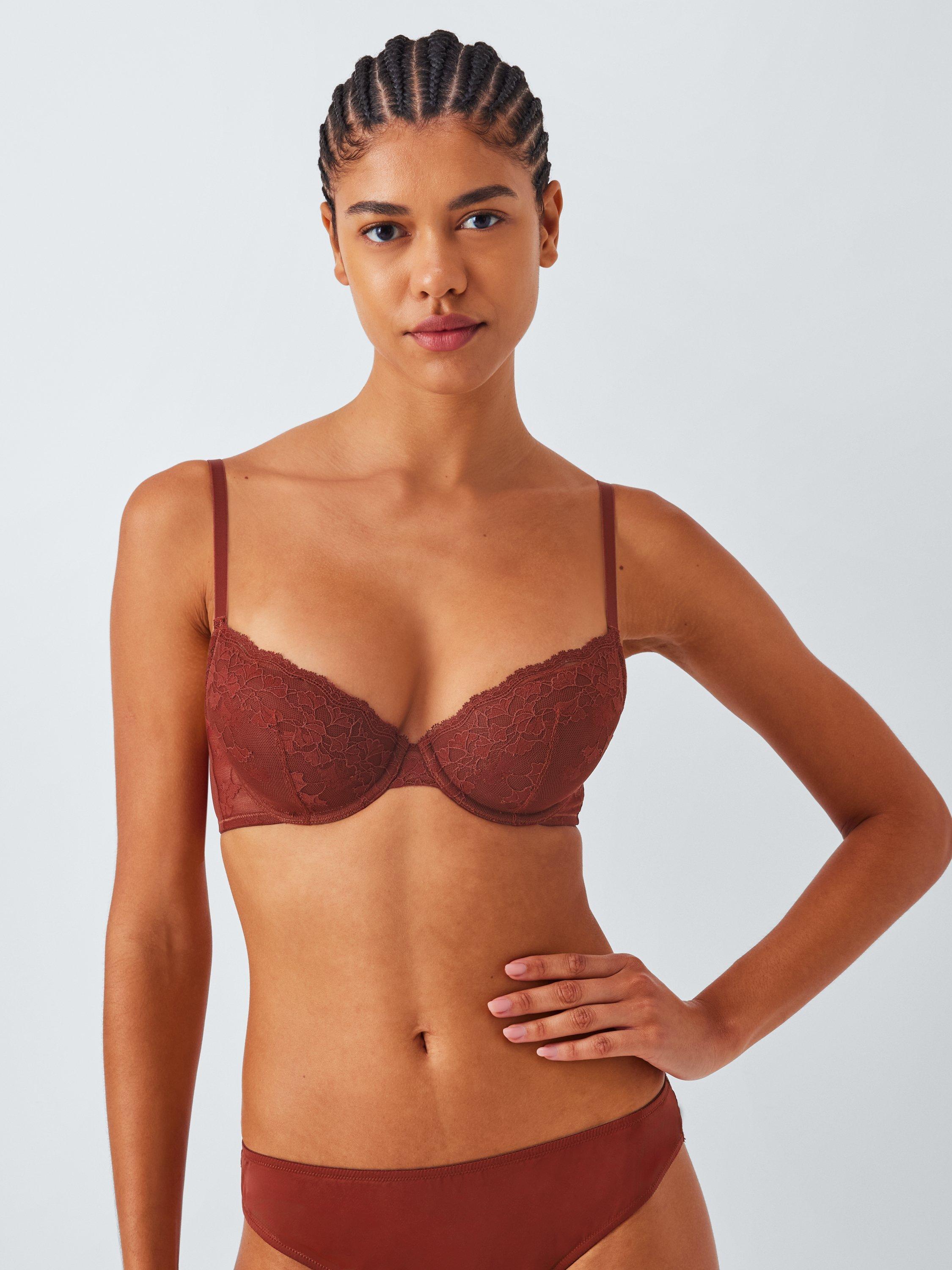 Product image 1 of 10, which shows John Lewis Olivia Lace Plunge Bra, Spiced Apple, 30D