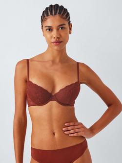 John Lewis Olivia Lace Plunge Bra, Spiced Apple, Spiced Apple