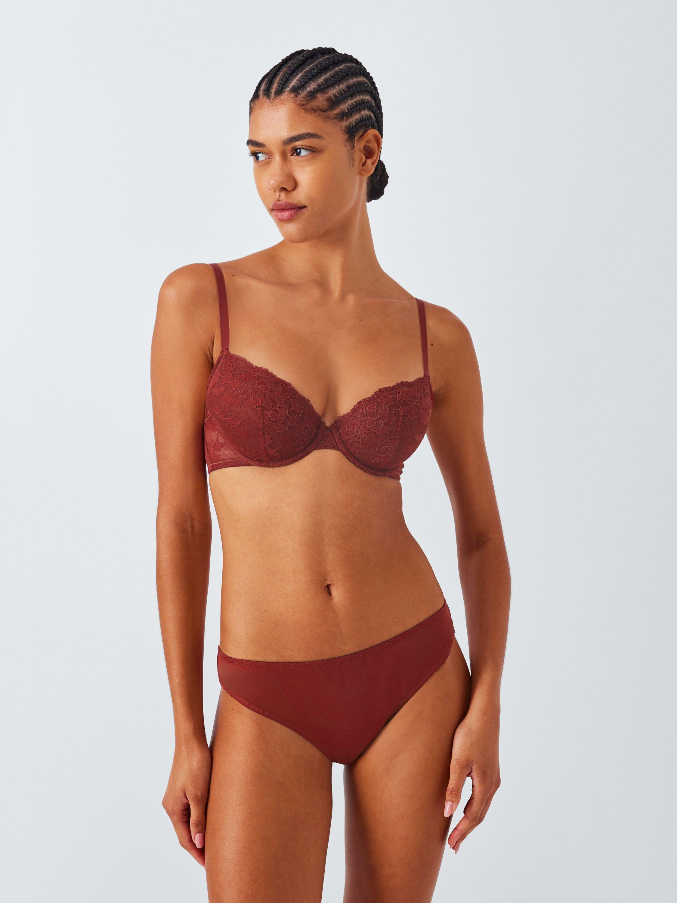 Product image 3 of 10, which shows John Lewis Olivia Lace Bikini Knickers, Spiced Apple, 10