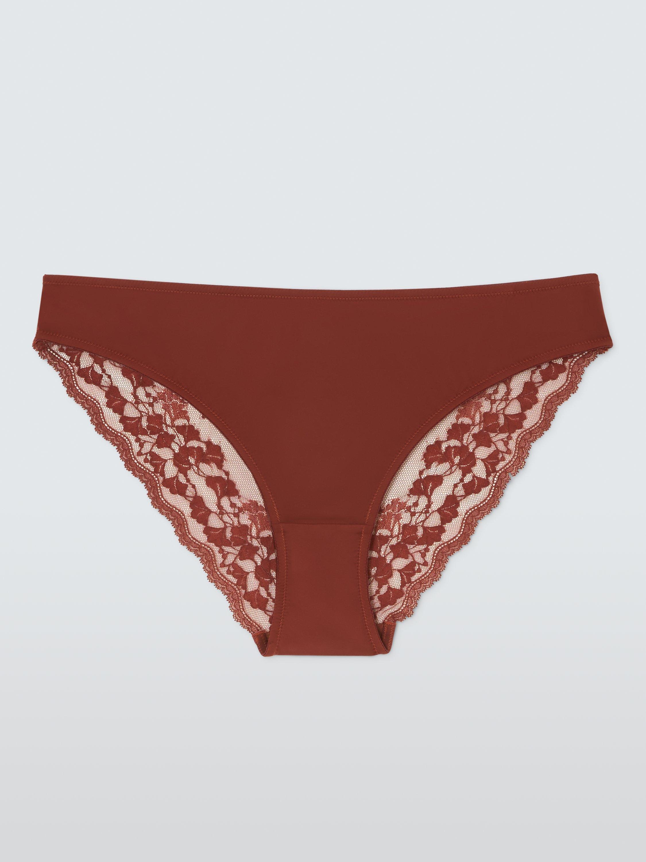 Product image 4 of 10, which shows John Lewis Olivia Lace Bikini Knickers, Spiced Apple, 10