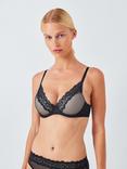 John Lewis Serephine Lace Plunge Bra, Black
