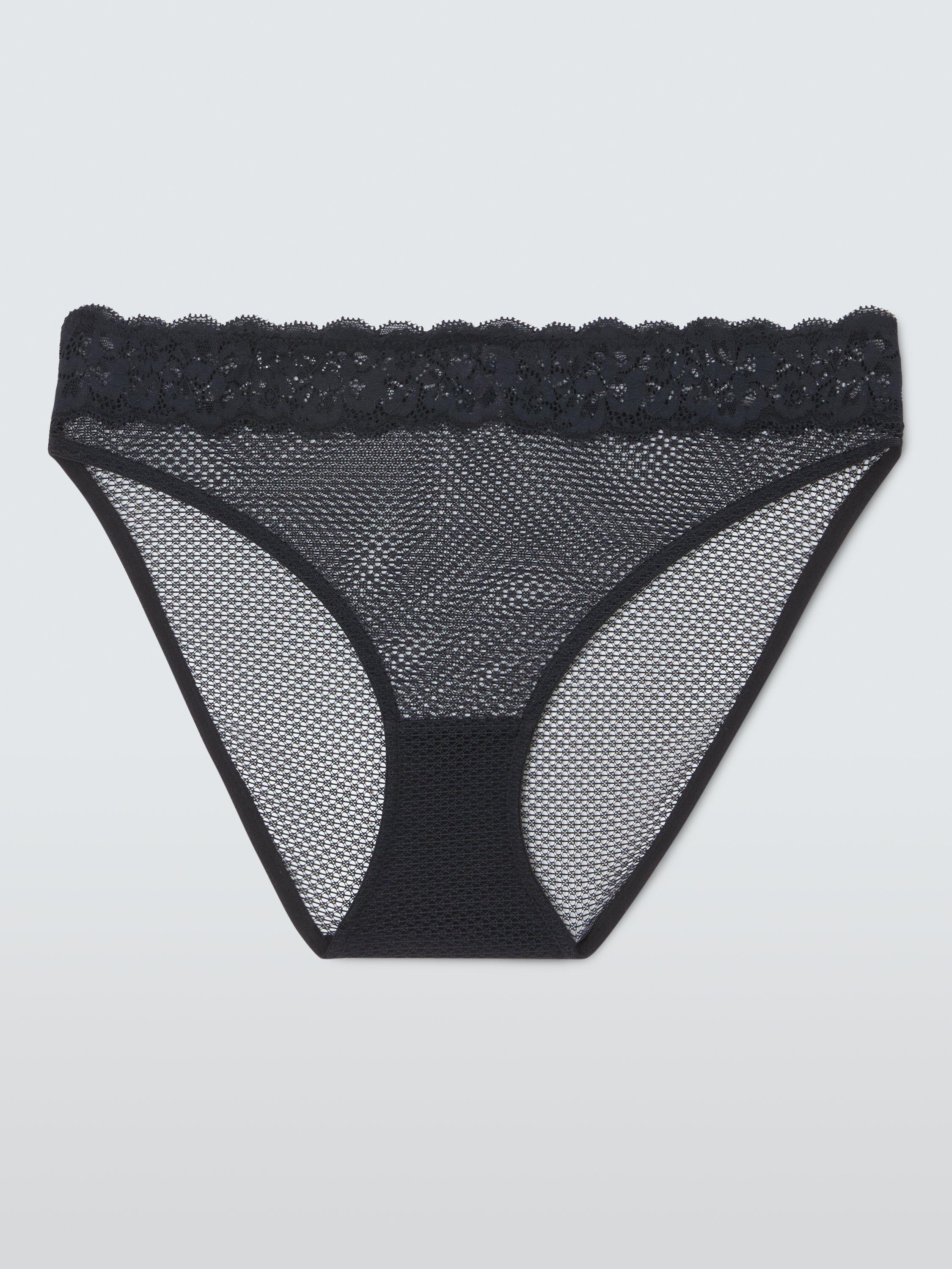 Product image 4 of 10, which shows John Lewis Serephine Lace Bikini Knickers, Black, 8