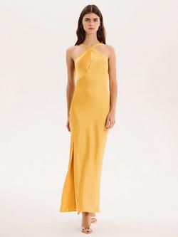 OMNES Alessia Satin Maxi Dress, Yellow, Yellow