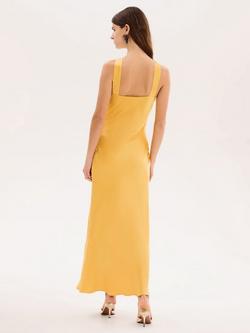 OMNES Alessia Satin Maxi Dress, Yellow - view 2, Yellow