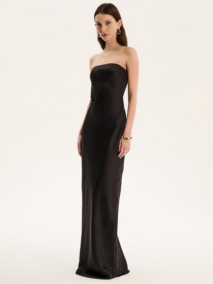 OMNES Amdra Satin Maxi Dress - view 2, Black