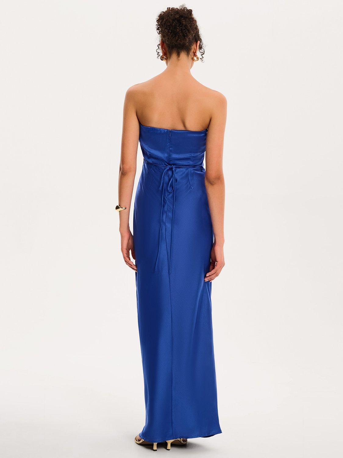 Product image 3 of 5, which shows OMNES Amdra Satin Maxi Dress, Cobalt, 6
