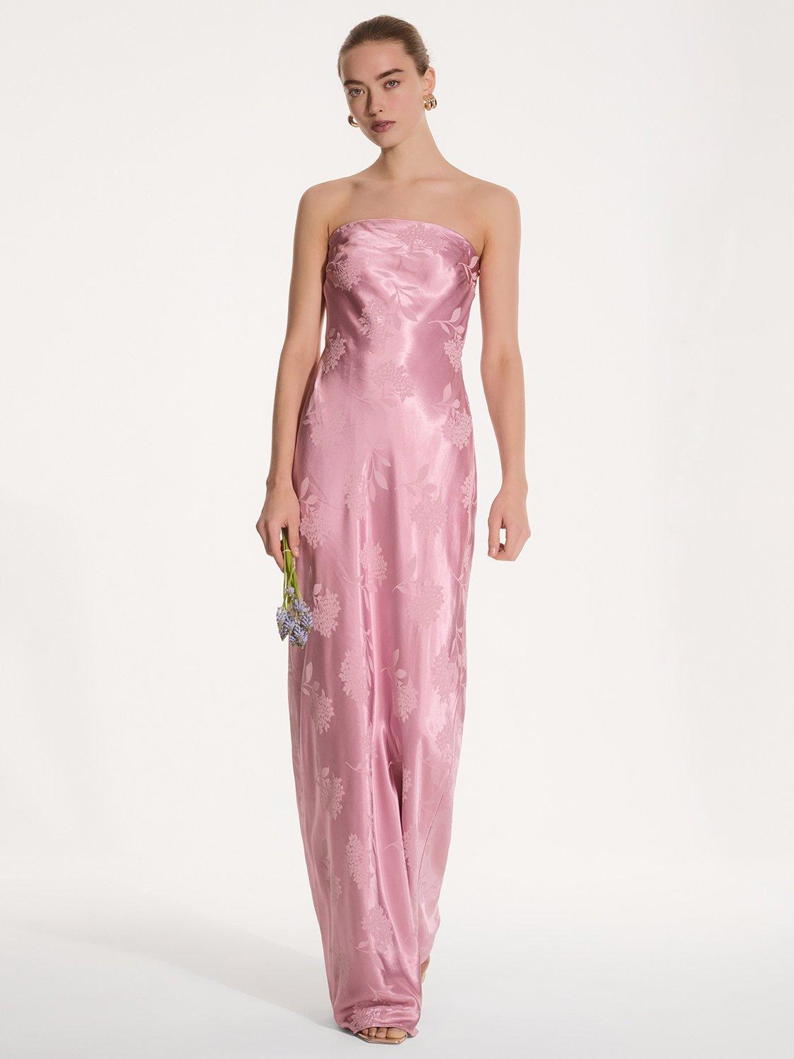 Product image 1 of 5, which shows OMNES Amdra Flora Jacquard Maxi Dress, Pink, 6