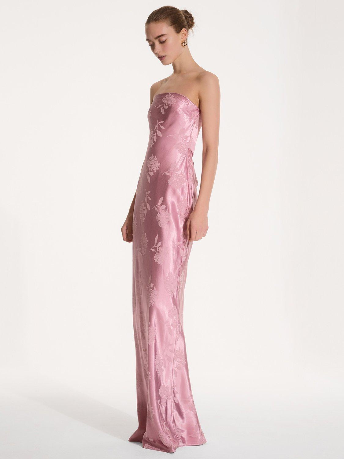 Product image 2 of 5, which shows OMNES Amdra Flora Jacquard Maxi Dress, Pink, 6